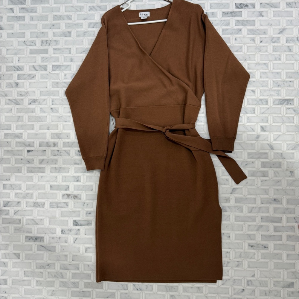 Nicole Miller Brown Dolman Sleeve Sheath Dress